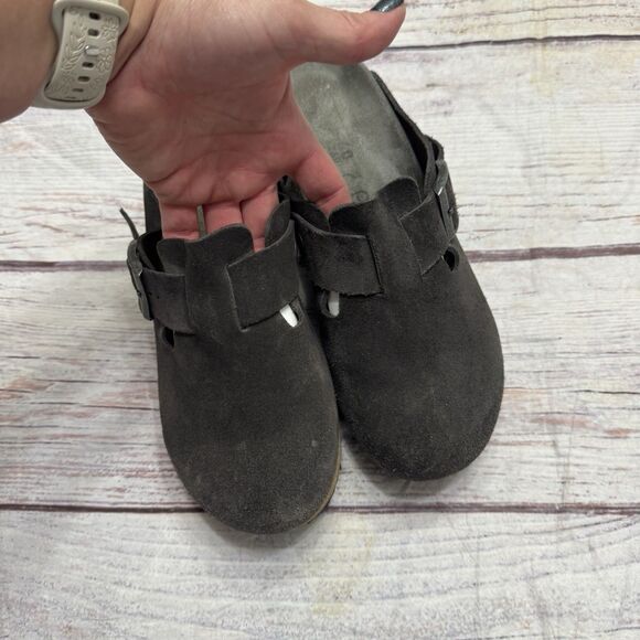 Birkenstock Papillio Fanny Suede Leather Wedge Charcoal Size 40 US 9 - Picture 2 of 11